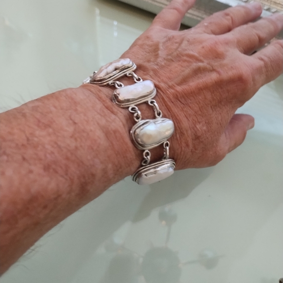 VTG STERLING SILVER Heavy MOP Bracelet & Pendant - Picture 10 of 11